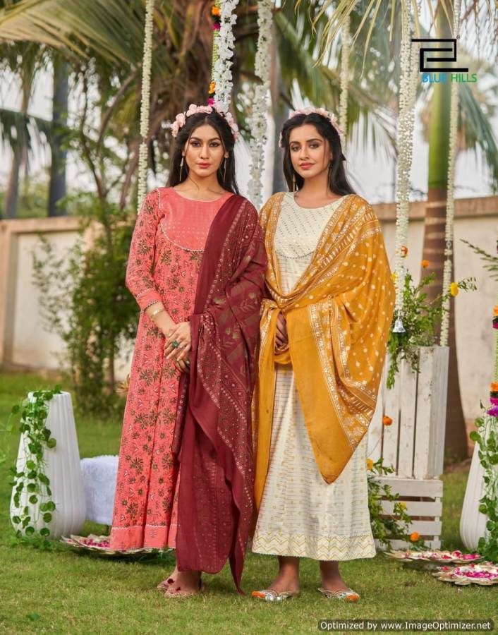 Blue Hills Ada 3 New Exclusive Wear Cotton Printed Anarkali Kurti With Dupatta Collection